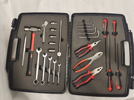 Kit de ferramentas industriais de titânio resistente à corrosão em caixa de plástico duro preto com logotipo laser