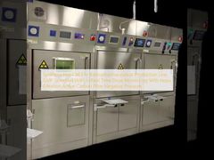 Célula quente de síntese para linha de produção radiofarmacêutica padrão GMP com monitoramento de dose em tempo real com filtração Hepa Filtro de carbono ativo pressão negativa